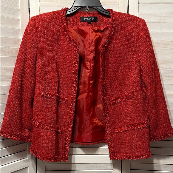 Kasper Jackets & Blazers - Kasper Women's Vibrant Red Textured Blazer. Size 16